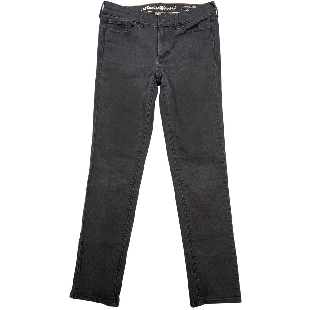 Eddie Bauer Black Slightly Curvy Slim Straight Jeans Womens 6